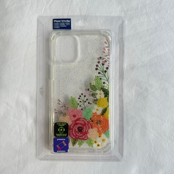 Clear Glitter Floral Phone Case For IPhone 12 Pro Max - Picture 7 of 10